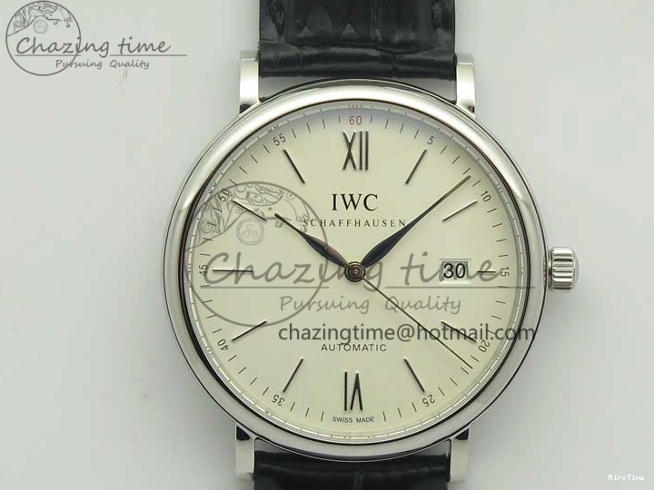 MIROTIME 0812 Portofino Automatic SS MKF 1:1 Best Edition White Dial On Black Leather Strap MIYOTA 9015 V Original 7204